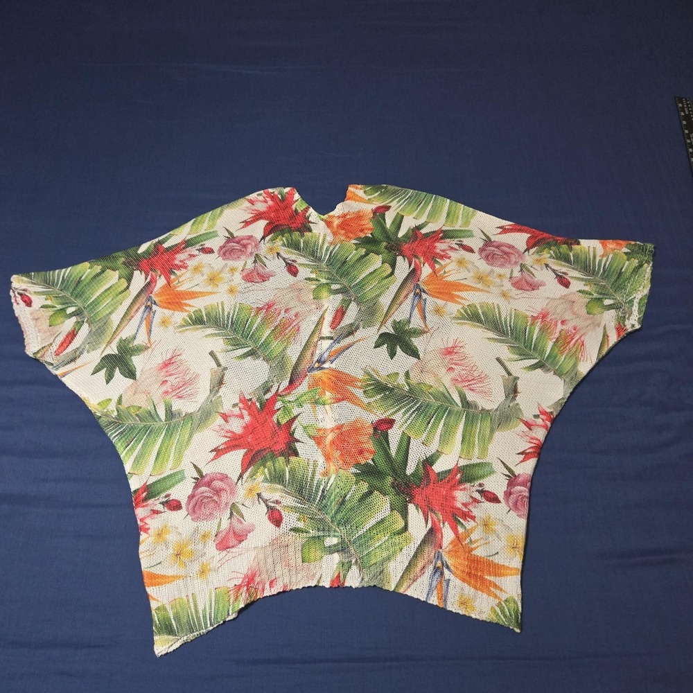 Luisa Ricci Cape Sweater Womens M Multicolor Tropical Floral Knit Made In Italy - Picture 6 of 7